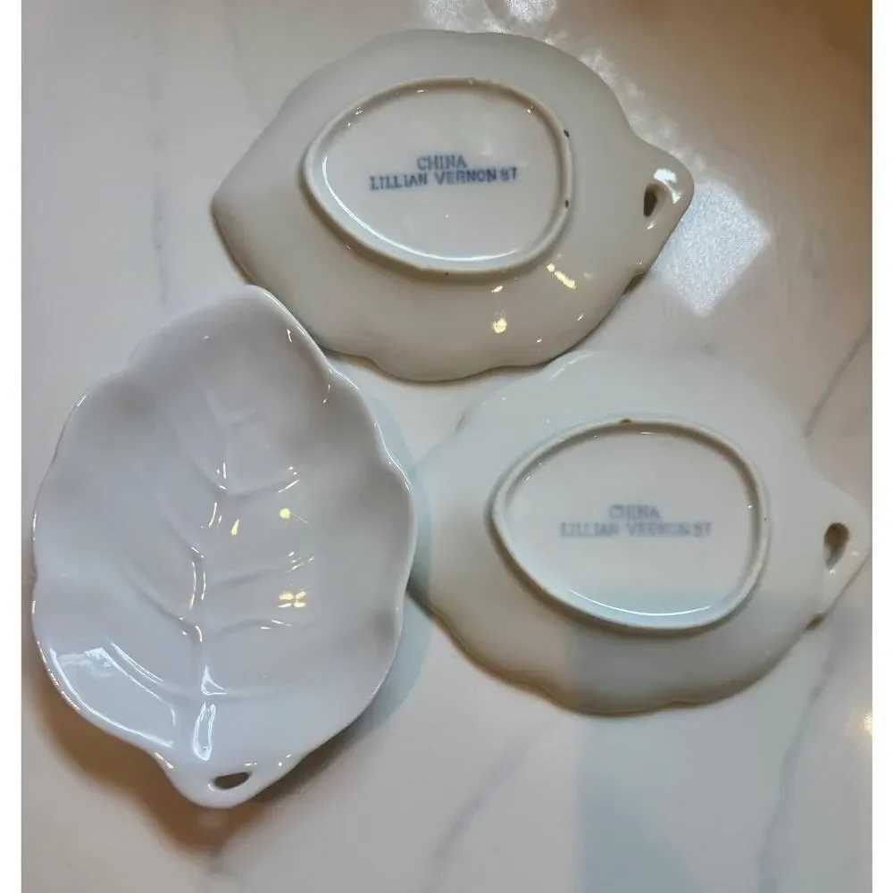 Vintage Set of 3 Lillian Vernon Leaf Dishes or Butter Pats - Cottagecore Kitchen